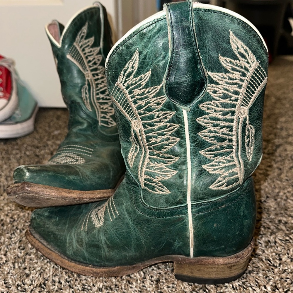 Roper Indian Headress Emerald Youth Boots